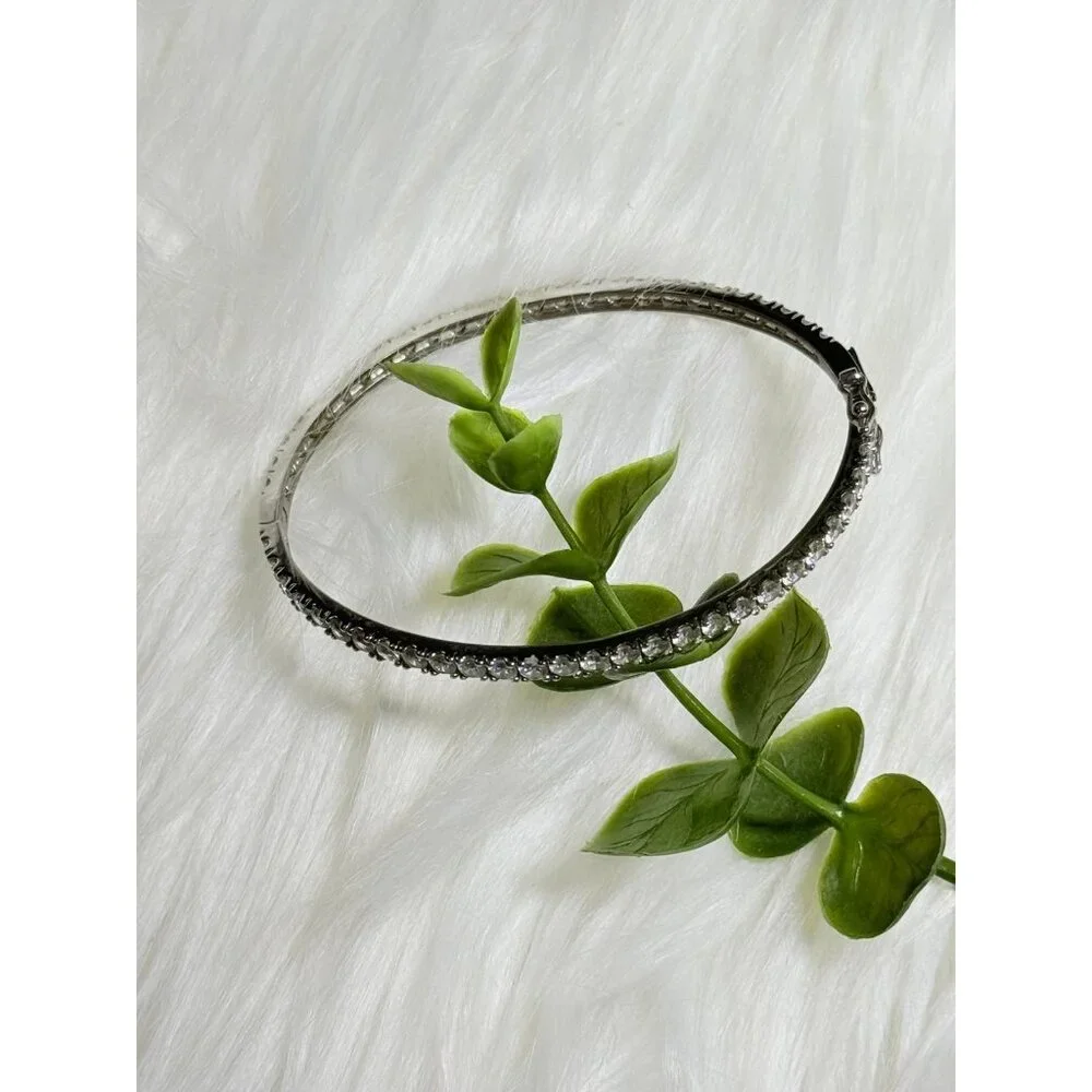 Silver Tone Eternity Rhinestones Bangle